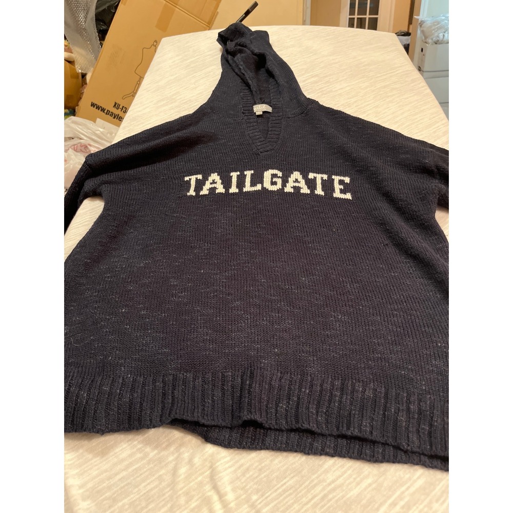 Marled Reunited Clothing Navy Blue TAILGATE‎ Knit Hoodie Sweater Women's Medium